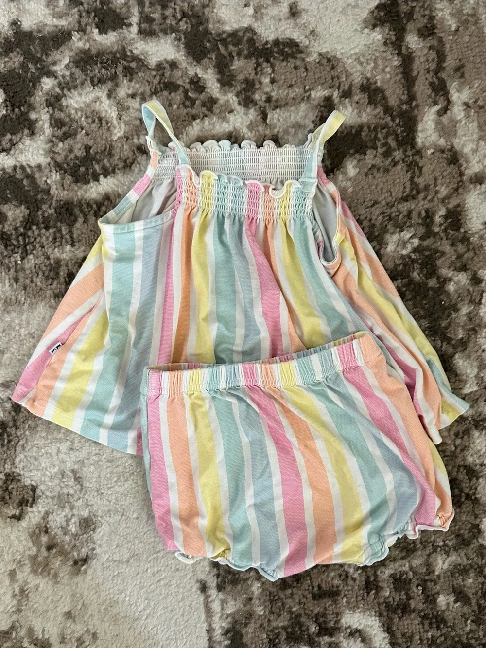 Little Sleepies Pastel Rainbow Tank & Shorts Set - Mint, Pink, Yellow